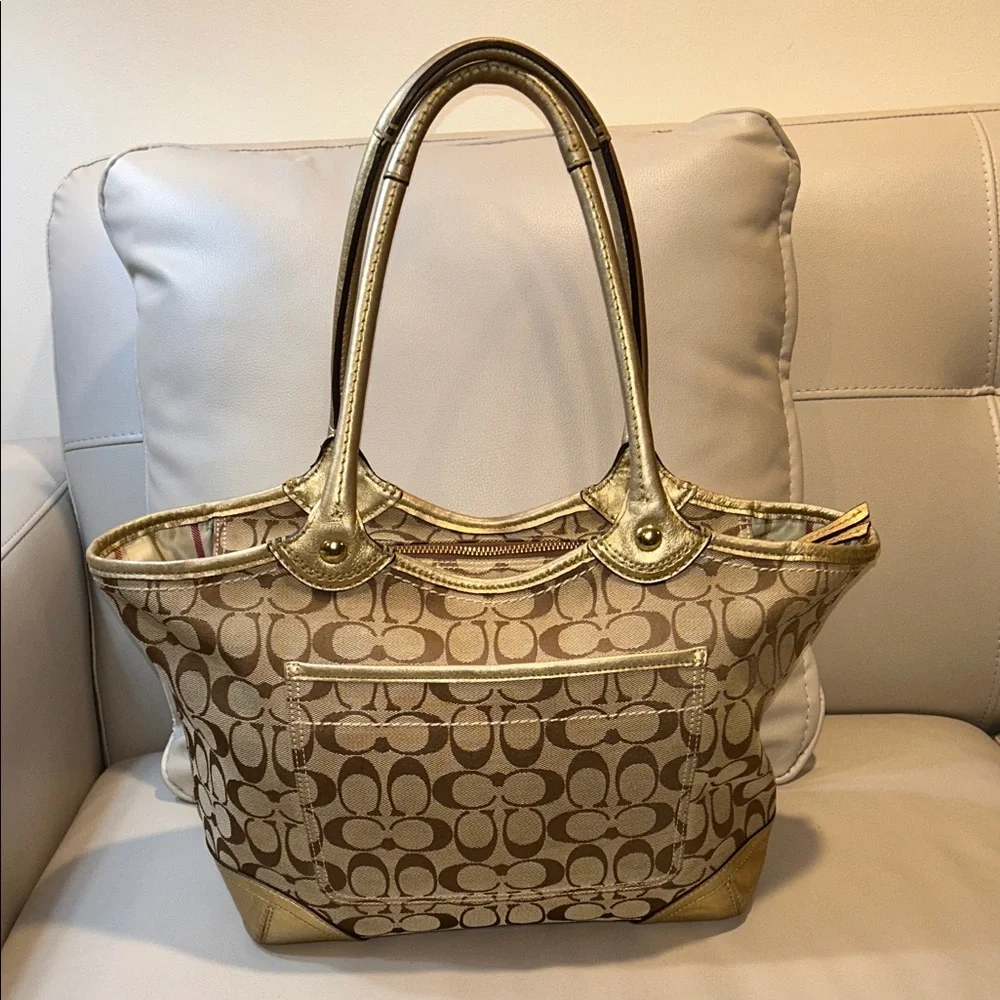 Coach Bleeker Signature Metallic Tattersall Tote - Picture 6 of 15